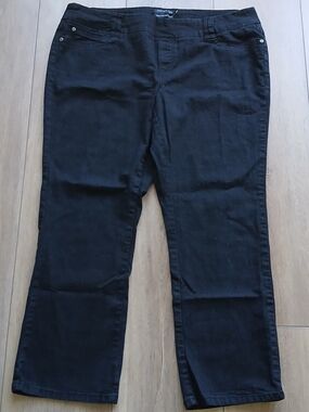 Addition Elle Petite Black Bootcut Jeans Womens 16P Stretch Mid Rise Career